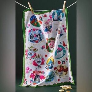 Anthropologie Emily Maude 12 Days Christmas Dish Towel - New in Original Package